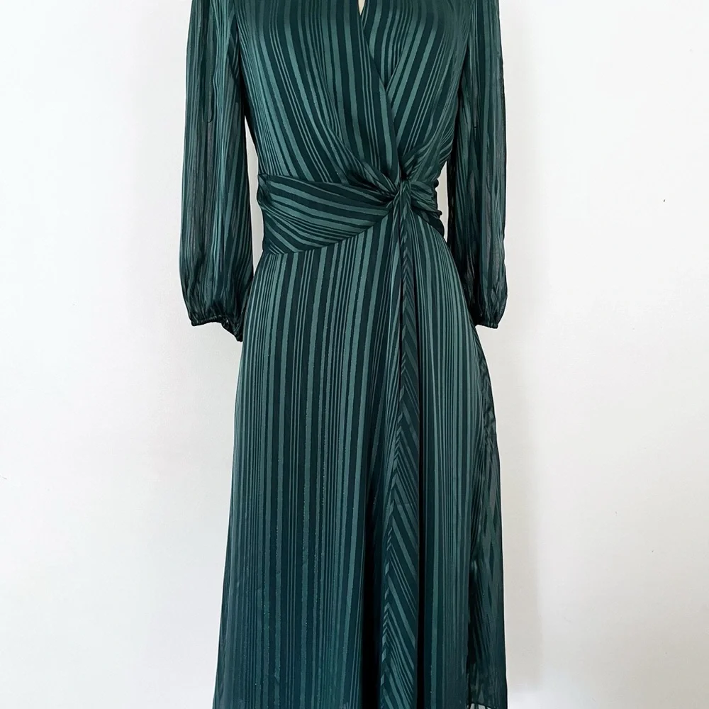 Maison Tara Deep Green Long Sleeve Dress - Picture 4 of 9